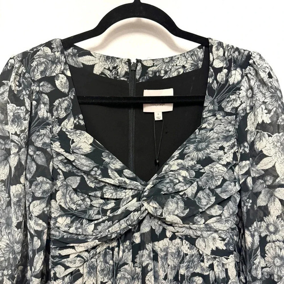 NWOT $395 Cinq a Sept Harlie Twisted Floral Tiered Mini Balloon Sleeve Dress - Picture 6 of 12